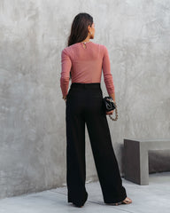 Sandrine Pocketed Wide Leg Pants - Black