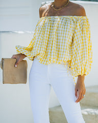 Saskia Gingham Off The Shoulder Blouse