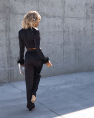 Sassy But Classy Satin Pants - Black