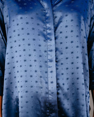 Satellite Satin Embossed Button Down Blouse