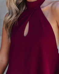 Saturday Night Fever Halter Pocketed Jumpsuit - Wine
