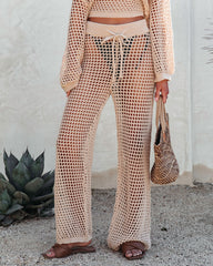 Sayulita Dreaming Crochet Drawstring Pants - Natural