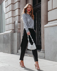 Scarlett Sequin Padded Shoulder Bodysuit - Grey Blue