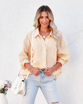 Sebastian Cotton Blend Striped Button Down Top - Yellow
