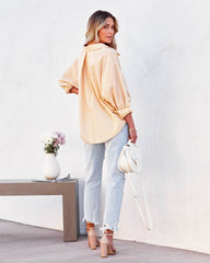 Sebastian Cotton Blend Striped Button Down Top - Yellow