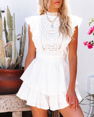 Sentimental Cotton Crochet Ruffle Romper
