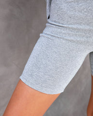 Serena Cotton Biker Shorts - Heather Grey