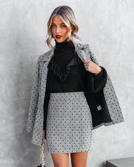 Serving Looks Polka Dot Pocketed Mini Skirt - Grey