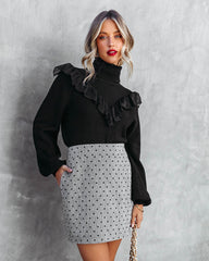 Serving Looks Polka Dot Pocketed Mini Skirt - Grey
