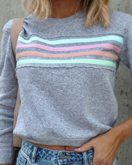 Set The Tone Cotton Blend Stripe Sweatshirt - Heather Grey
