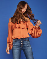 Sevyn Balloon Sleeve Off The Shoulder Blouse - Burnt Orange
