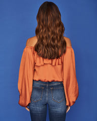 Sevyn Balloon Sleeve Off The Shoulder Blouse - Burnt Orange