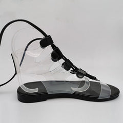 Sexy Transparent Straps Lace-Up Sandals