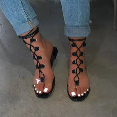 Sexy Transparent Straps Lace-Up Sandals