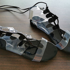 Sexy Transparent Straps Lace-Up Sandals