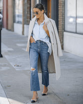 Shane Distressed High Rise Stretch Crop Flare Jeans