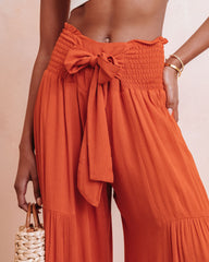 Shanista Smocked Wide Leg Pants - Clay