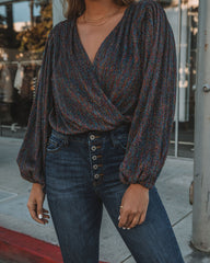 Shimmer And Sway Balloon Sleeve Drape Bodysuit