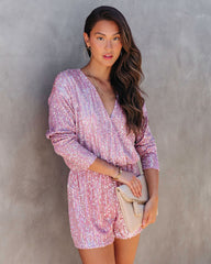 Shine Bright Sequin Romper - Pink