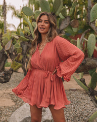 Shine On Pleated Romper - Rose