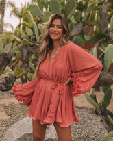 Shine On Pleated Romper - Rose