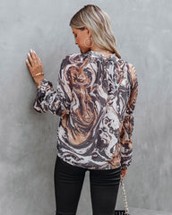 Show Love Printed Ruffle Sleeve Blouse
