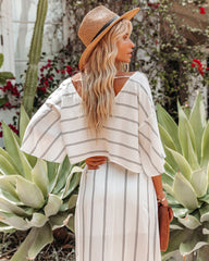 Shuffle Striped Bell Sleeve Crop Top