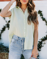 Shyanne Cotton Button Down Top - Peppermint