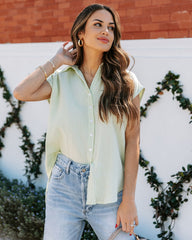 Shyanne Cotton Button Down Top - Peppermint