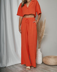 Slice Of Sunshine Pocketed Wide Leg Pants - Orange