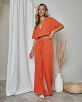 Slice Of Sunshine Pocketed Wide Leg Pants - Orange