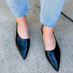 Slingback Pointed Toe Chunky Low Heels