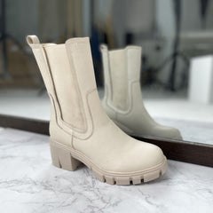 Slip On Mid Calf Chelsea Boots