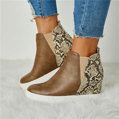 Slip On Wedge Heel Boots
