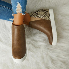 Slip On Wedge Heel Boots