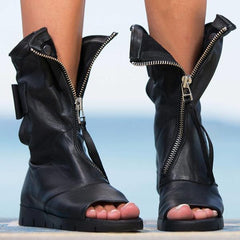 Soft Faux Leather Zipper Boots