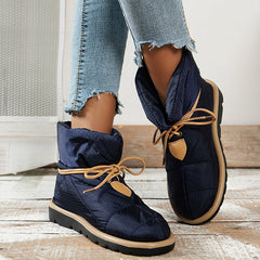 Soft Warm Lace-Up Flat Snow Boots