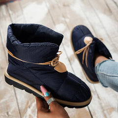 Soft Warm Lace-Up Flat Snow Boots