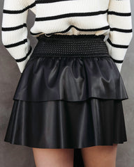 Soho Faux Leather Tiered Mini Skirt - Black