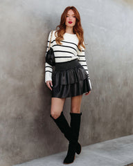 Soho Faux Leather Tiered Mini Skirt - Black