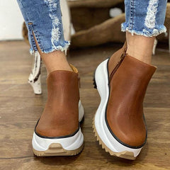 Solid Color Platform Sports Ankle Boots