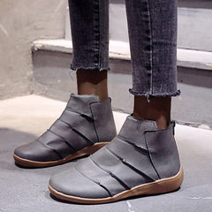 Solid Color Pull-On Lightweight Ankle Boots