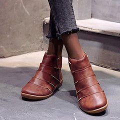 Solid Color Pull-On Lightweight Ankle Boots