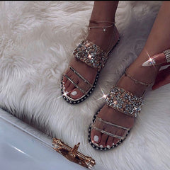 Sparkly Diamond Slip-On Flat Sandals