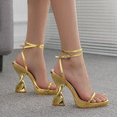 Spiral Heeled Ankle Straps Buckle Sandals