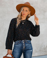 Splash Of Color Speckled Knit Sweater - Black