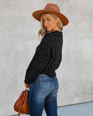 Splash Of Color Speckled Knit Sweater - Black