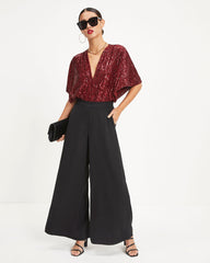 Spread The Cheer Wide Leg Pants - Black