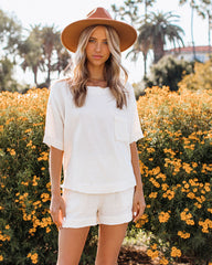 Springfield Cotton Frayed Pocket Top - Cream