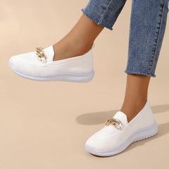 Square Toe Golden Chain Mesh Casual Shoes